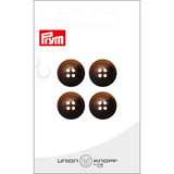 Prym Union Knopf Poly-Button 4 Hole 15mm Medium Brown - Pack of 4