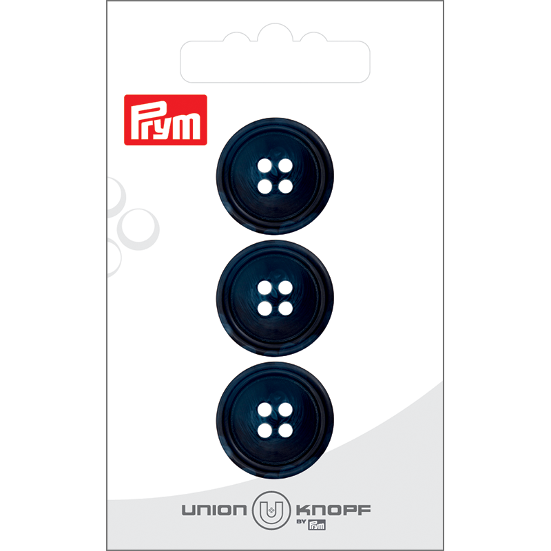Prym Union Knopf Poly-Button 4 Hole 20mm Navy - Pack of 3