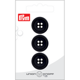 Prym Union Knopf Poly-Button 4 Hole 20mm Black - Pack of 3