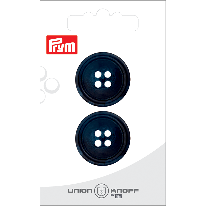 Prym Union Knopf Poly-Button 4 Hole 25mm Navy - Pack of 2