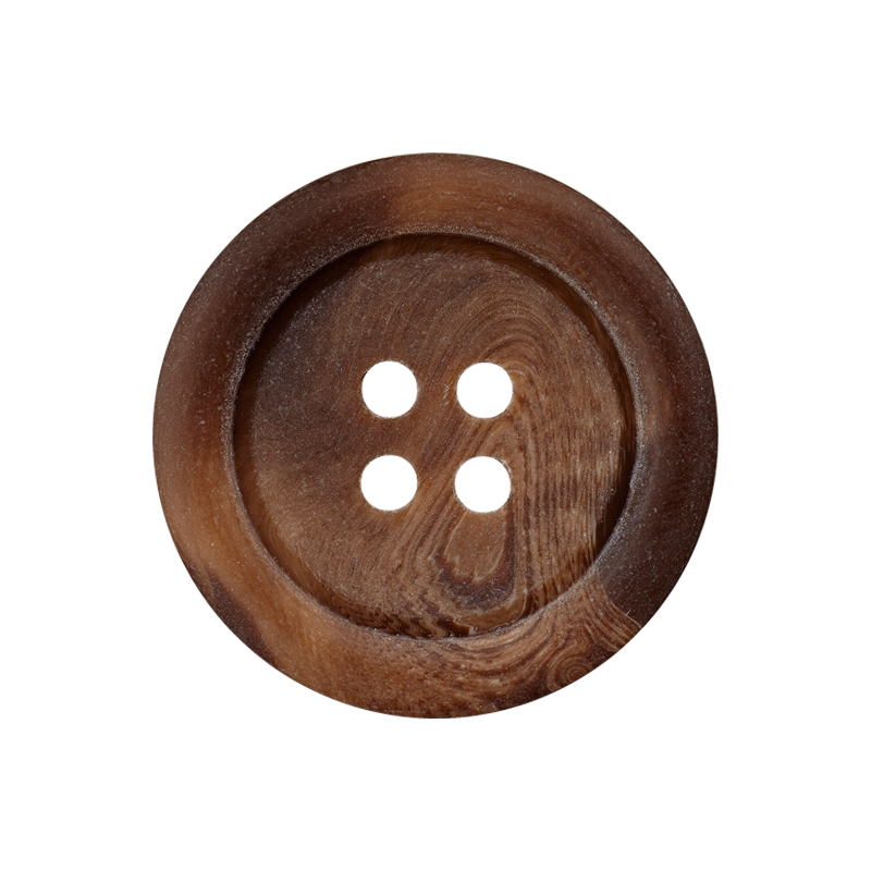 Prym Union Knopf Poly-Button 4 Hole 15mm Medium Brown - Pack of 4