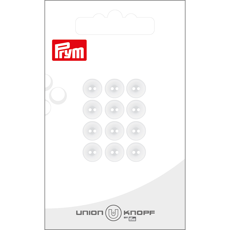 Prym Union Knopf Poly Button 2 Hole 8mm White 1- Pack of 2