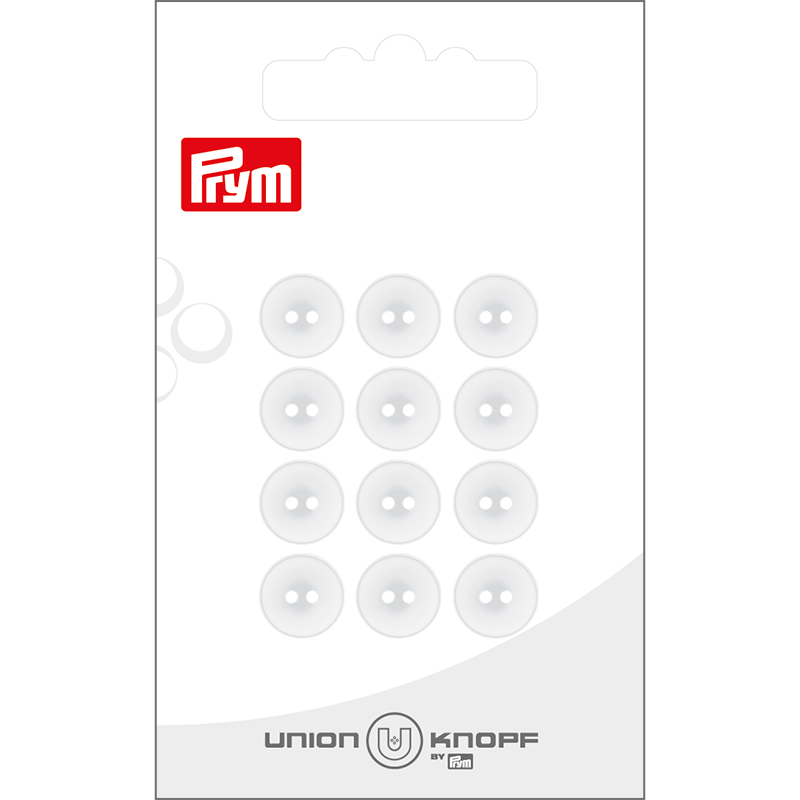 Prym Union Knopf Poly-Button 2 Hole 10mm White 1- Pack of 2