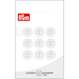 Prym Union Knopf Poly Button 2 Hole 12mm White - Pack of 9