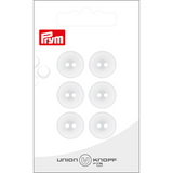Prym Union Knopf Poly-Button 2 Hole 15mm White - Pack of 6