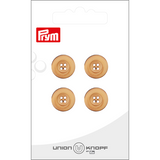 Prym Union Knopf Wood Button 4 Hole 14mm Beige - Pack of 4