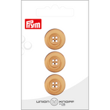 Prym Union Knopf Wood Button 4 Hole 18mm Beige - Pack of 3