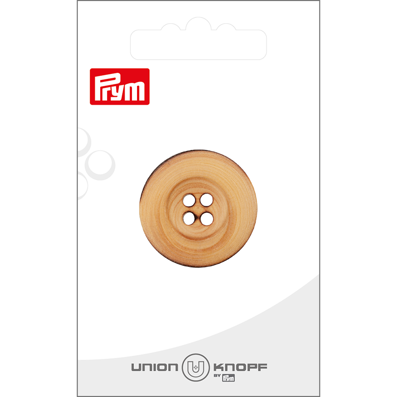 Prym Union Knopf Wood Button 4 Hole 28mm Beige - Pack of 1