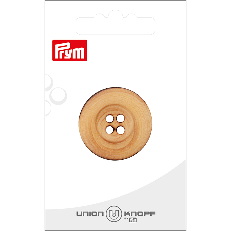 Prym Union Knopf Wood Button 4 Hole 30mm Beige - Pack of 1