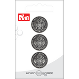 Prym Union Knopf Metal Button Shank 20mm Antique Silver - Pack of 3