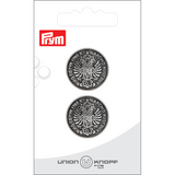Prym Union Knopf Metal Button Shank 23mm Antique Silver - Pack of 2