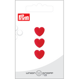 Prym Union Knopf Poly-Button Shank Heart 12mm Red - Pack of 3