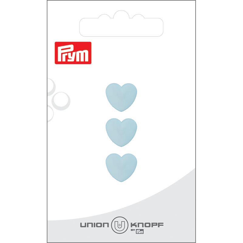 Prym Union Knopf Poly-Button Shank Heart 12mm L-Blue - Pack of 3
