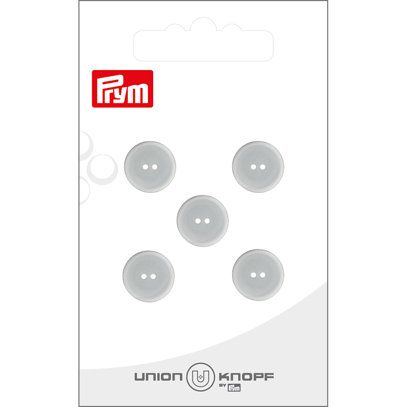 Prym Union Knopf Poly-Button 2 Hole 12mm Transparent - Pack of 5