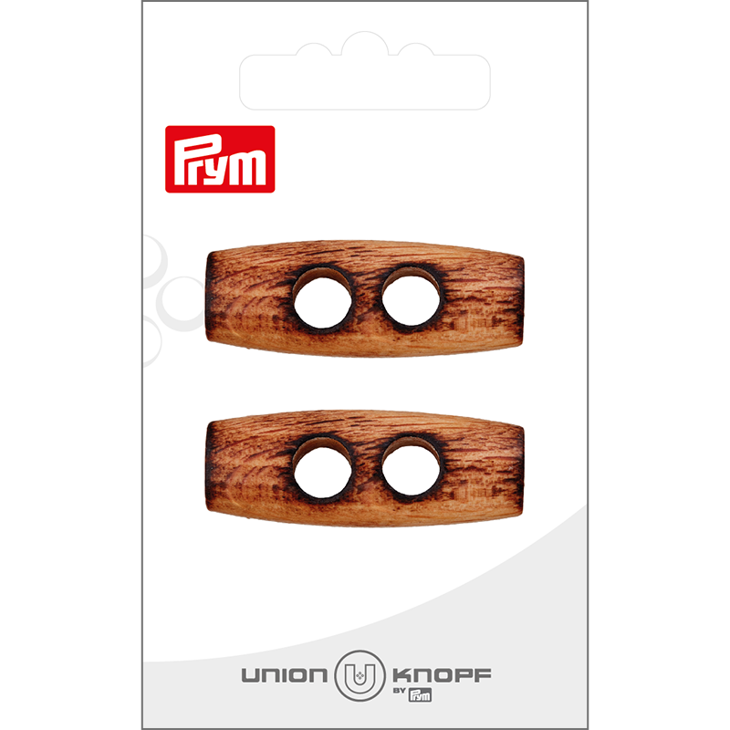 Prym Union Knopf Wood Toggle 2 Hole 41mm Beige - Pack of 2