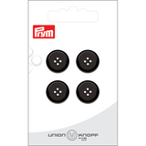 Prym Union Knopf Poly-Button 4 Hole 15mm Black - Pack of 4