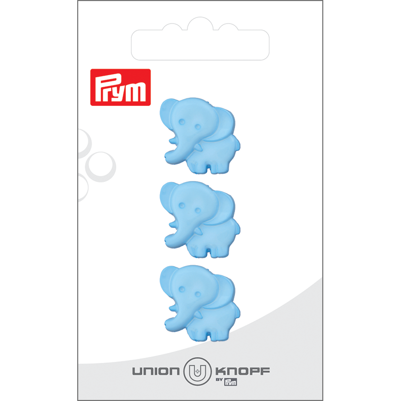 Prym Union Knopf Poly-Button Shank Elephant 19mm L-Blue - Pack of 3