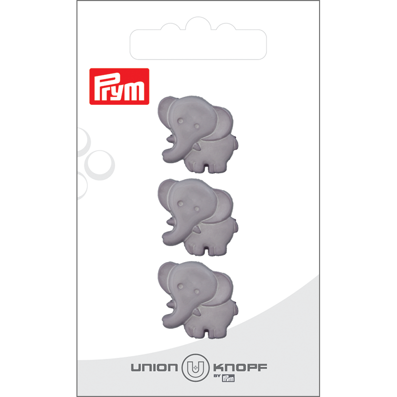 Prym Union Knopf Poly-Button Shank Elephant 19mm L-Grey - Pack of 3