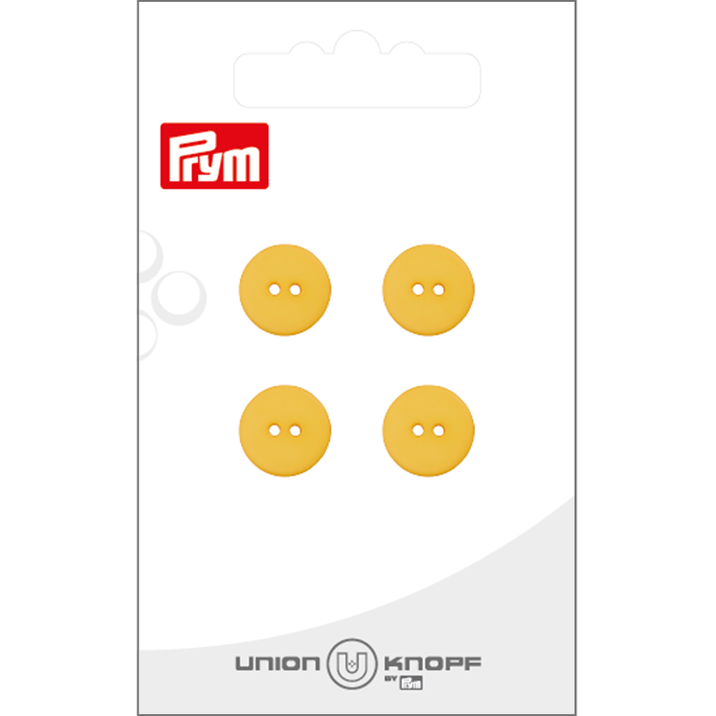 Prym Union Knopf Poly-Button 2 Hole 12mm Yellow - Pack of 4