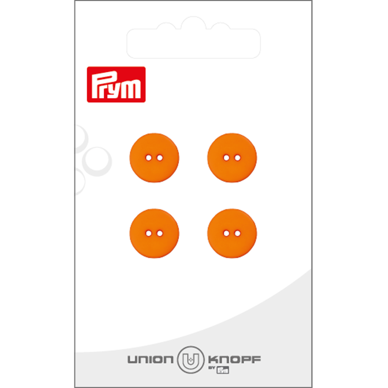 Prym Union Knopf Poly-Button 2 Hole 12mm Orange - Pack of 4