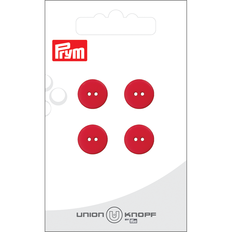 Prym Union Knopf Poly-Button 2 Hole 12mm Red - Pack of 4