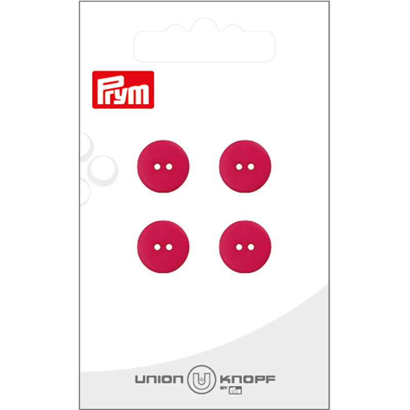 Prym Union Knopf Poly-Button 2 Hole 12mm Pink - Pack of 4