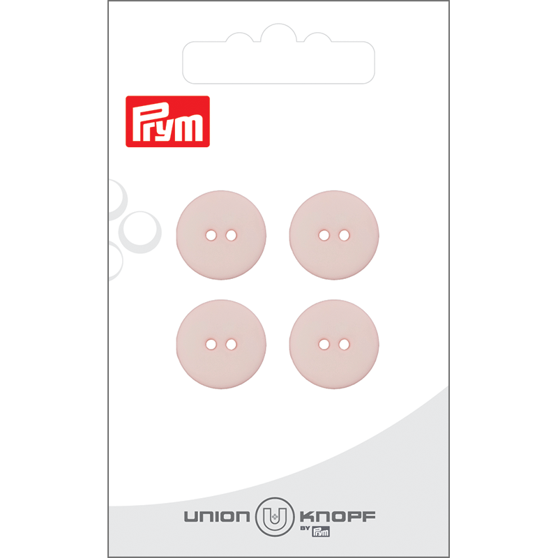 Prym Union Knopf Poly-Button 2 Hole 15mm Rose - Pack of 4