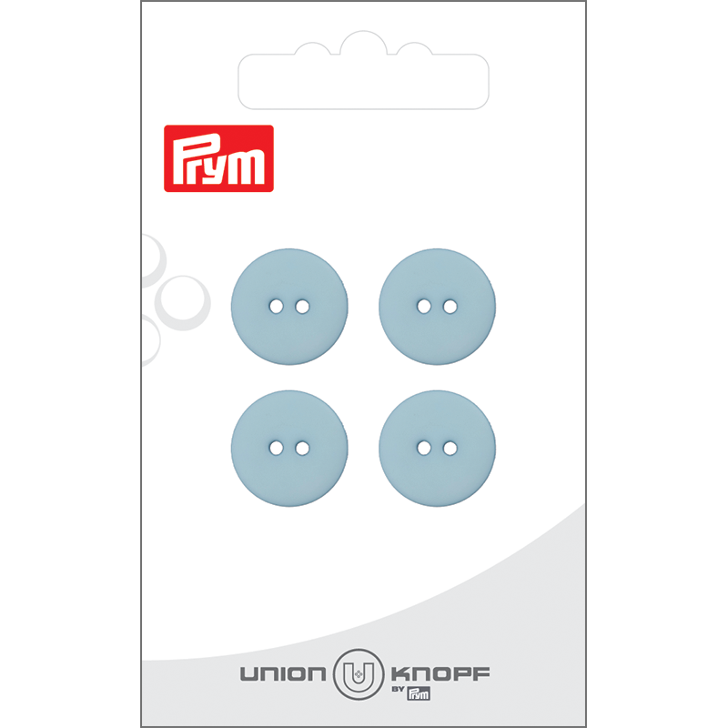 Prym Union Knopf Poly-Button 2 Hole 15mm Light Blue - Pack of 4