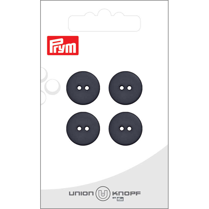 Prym Union Knopf Poly-Button 2 Hole 15mm Dark Grey - Pack of 4