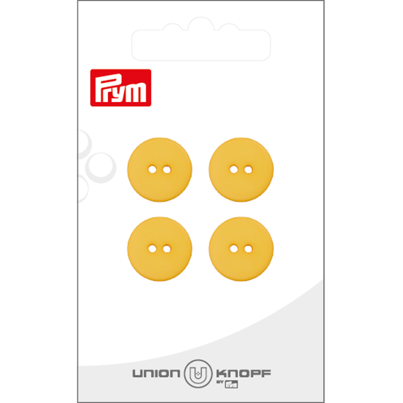 Prym Union Knopf Poly-Button 2 Hole 15mm Yellow - Pack of 4