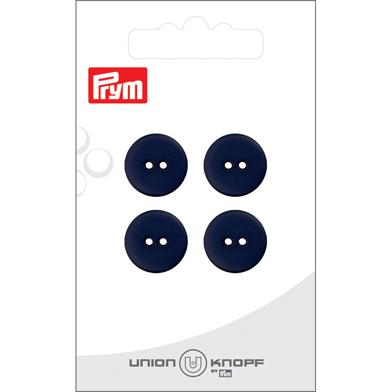 Prym Union Knopf Poly-Button 2 Hole 15mm Navy - Pack of 4