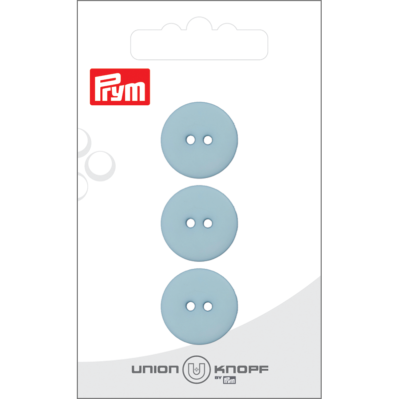 Prym Union Knopf Poly-Button 2 Hole 18mm Light Blue - Pack of 3