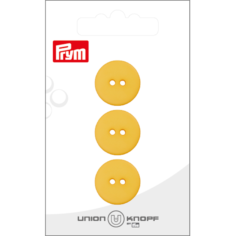 Prym Union Knopf Poly-Button 2 Hole 18mm Yellow - Pack of 3