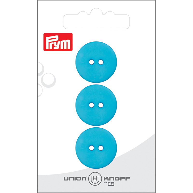 Prym Union Knopf Poly-Button 2 Hole 20mm D-Turquoise - Pack of 3