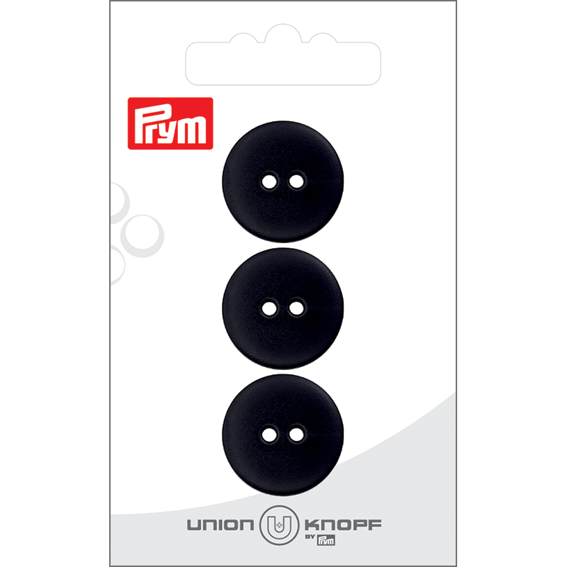 Prym Union Knopf Poly-Button 2 Hole 20mm Black - Pack of 3