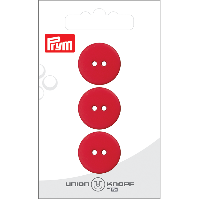 Prym Union Knopf Poly-Button 2 Hole 20mm Red - Pack of 3