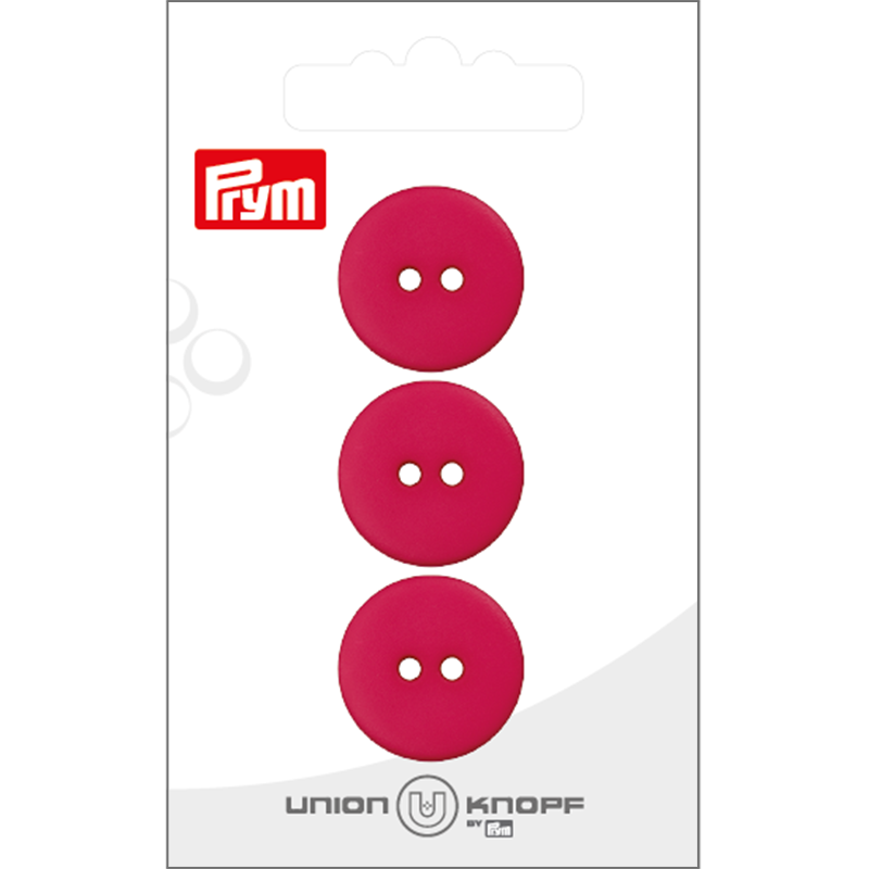 Prym Union Knopf Poly-Button 2 Hole 20mm Pink - Pack of 3