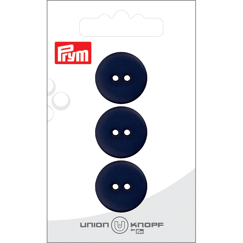 Prym Union Knopf Poly-Button 2 Hole 20mm Navy - Pack of 3