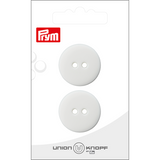 Prym Union Knopf Poly-Button 2 Hole 25mm White - Pack of 2