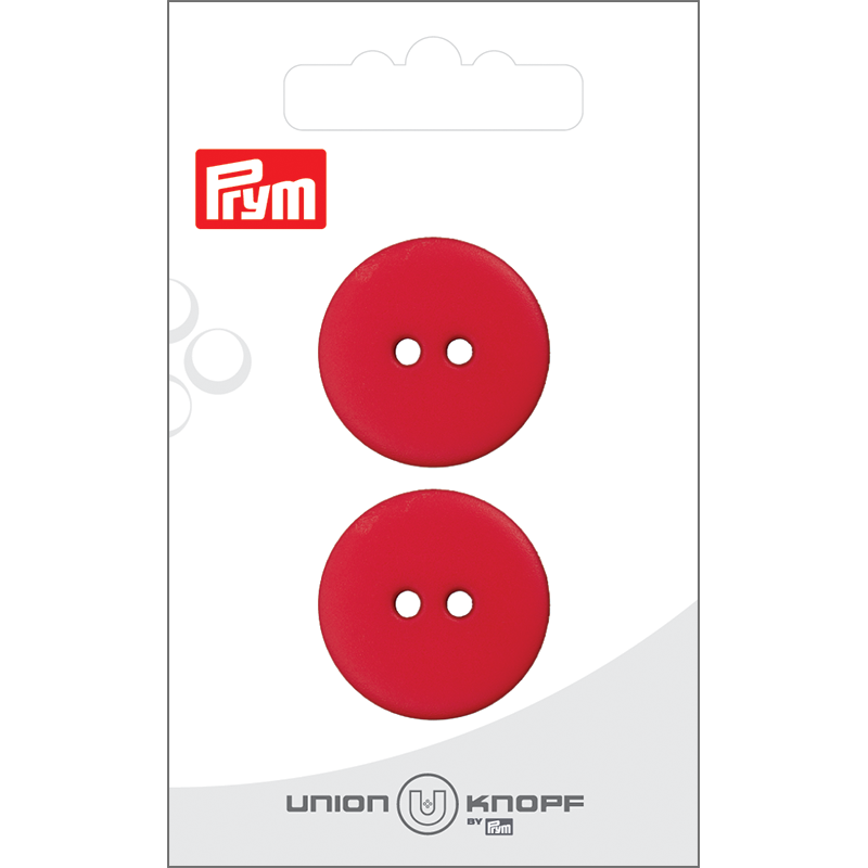 Prym Union Knopf Poly-Button 2 Hole 25mm Red - Pack of 2