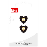 Prym Union Knopf Poly-Button 2 Hole Heart 16mm D-Brown - Pack of 2
