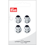 Prym Union Knopf Poly-Button Shank Ladybug 14mm White - Pack of 4