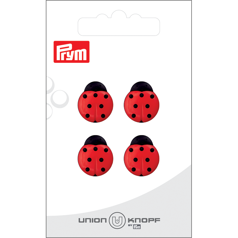 Prym Union Knopf Poly-Button Shank Ladybird 14mm Red - Pack of 4