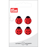 Prym Union Knopf Poly-Button Shank Ladybird 14mm Red - Pack of 4