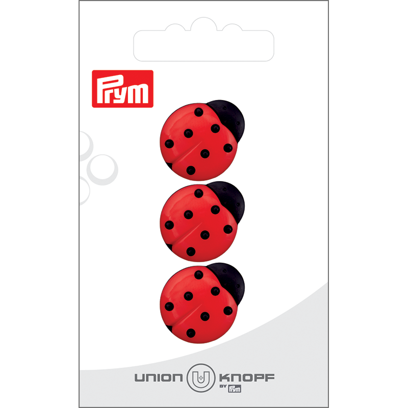 Prym Union Knopf Poly-Button Shank Ladybird 18mm Red - Pack of 3