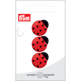 Prym Union Knopf Poly-Button Shank Ladybird 18mm Red - Pack of 3