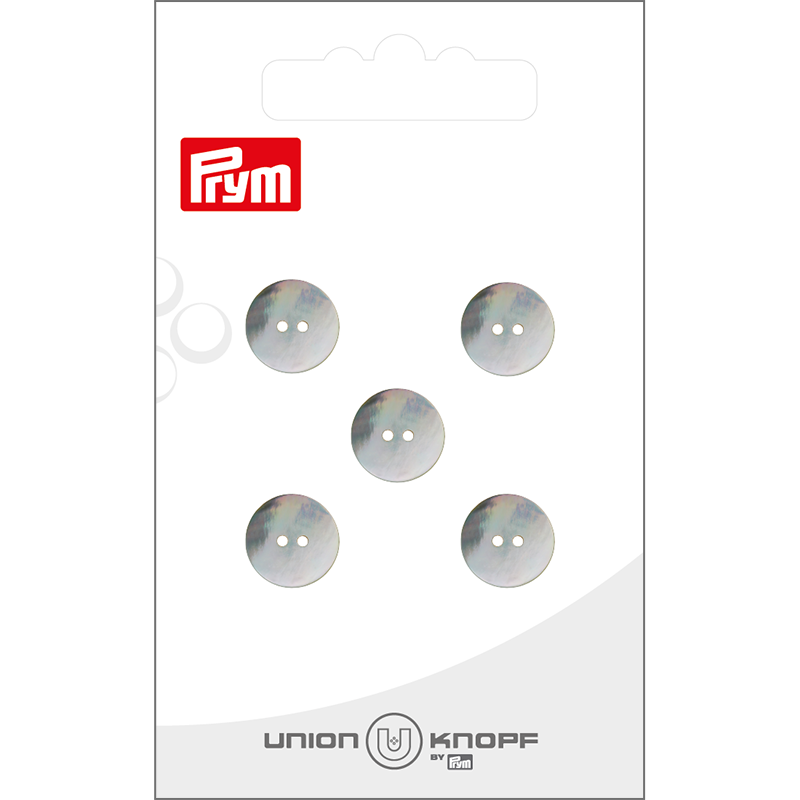 Prym Union Knopf Shell Button 2 Hole 11mm White - Pack of 5