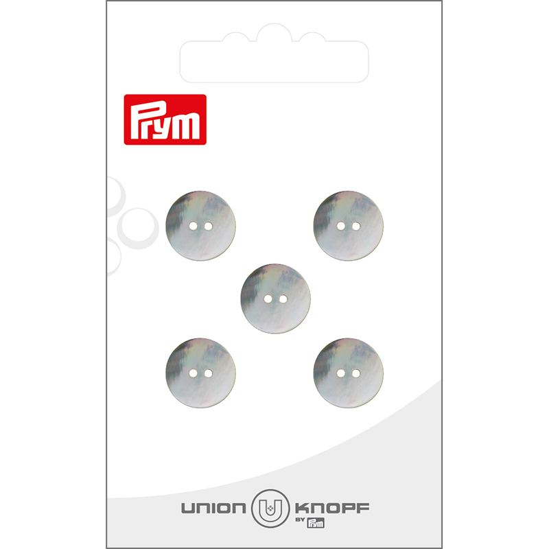 Prym Union Knopf Shell Button 2 Hole 12mm White - Pack of 5