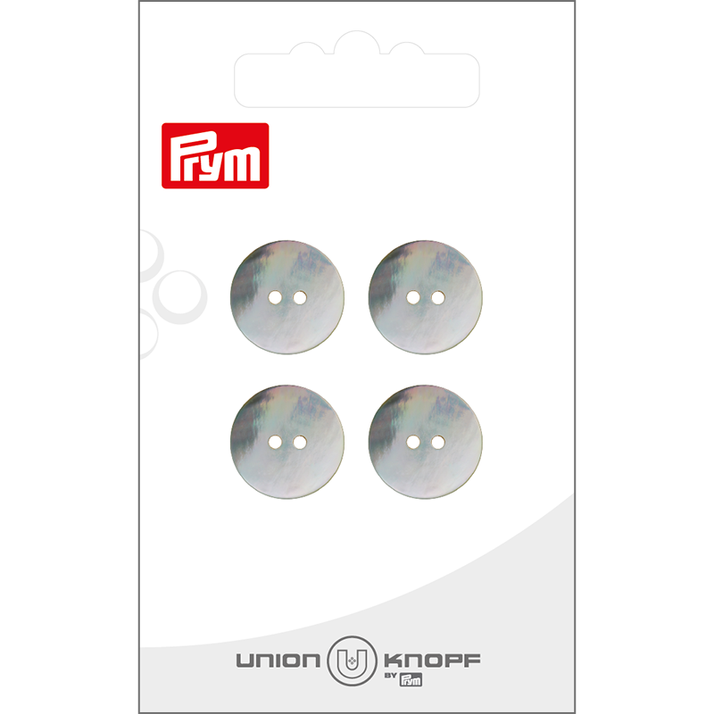 Prym Union Knopf Shell Button 2 Hole 15mm White - Pack of 4