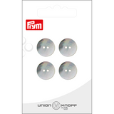 Prym Union Knopf Shell Button 2 Hole 15mm White - Pack of 4